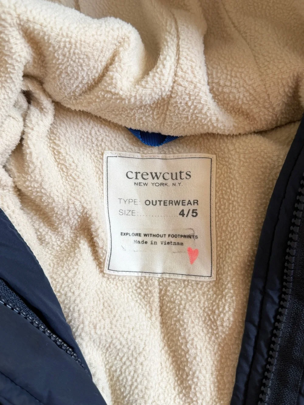 Crewcuts Girl Navy Parka with Cream Sherpa Lining